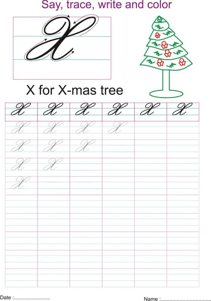 Cursive Captial Letter X Worksheet | Handwriting Analysis