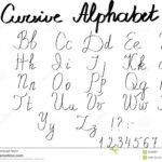 Cursive English Alphabet Letters And Numbers Vector Stock