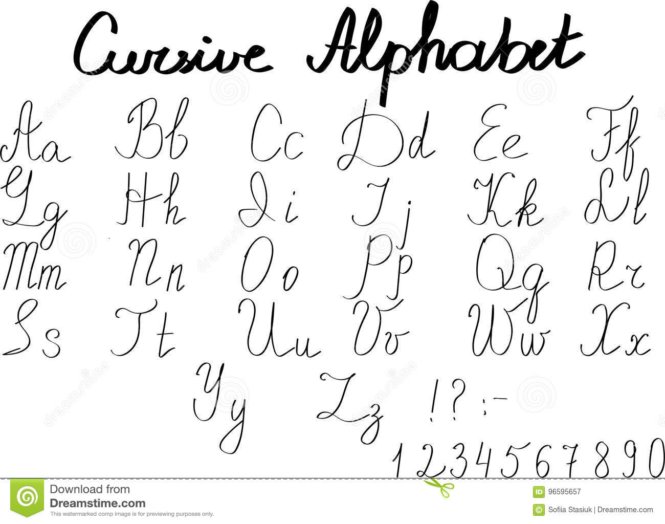 Cursive Alphabet In English | AlphabetWorksheetsFree.com