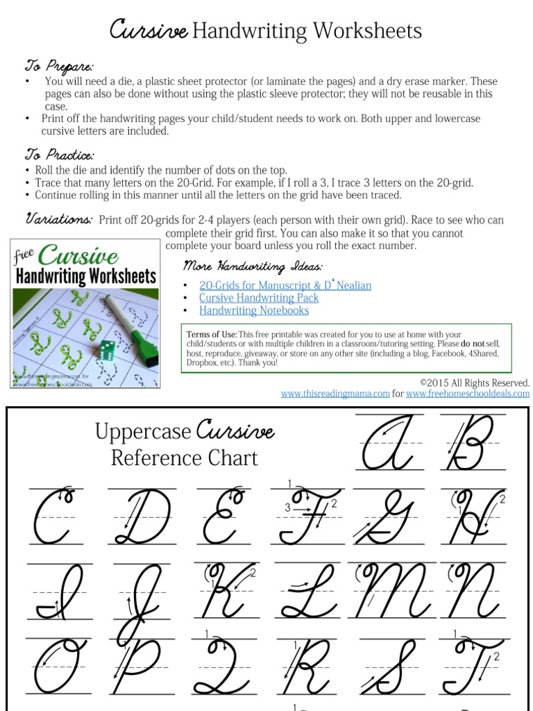 Cursive Handwriting Practice Grids Pdf Symbols Publishing