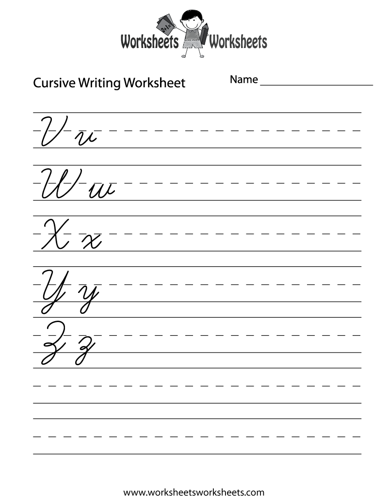 Cursive Letters Writing Worksheet Printable | Teaching