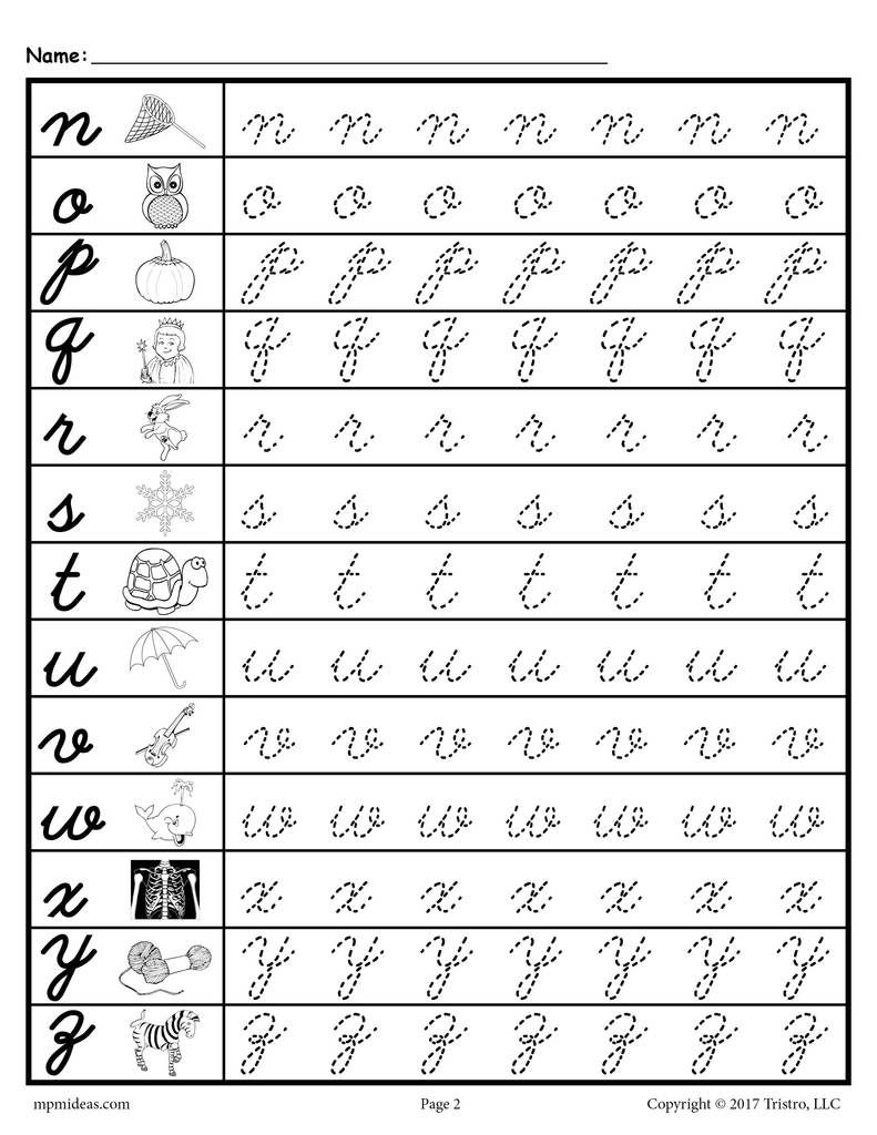 Cursive Lowercase Letter Tracing Worksheets! | Letter