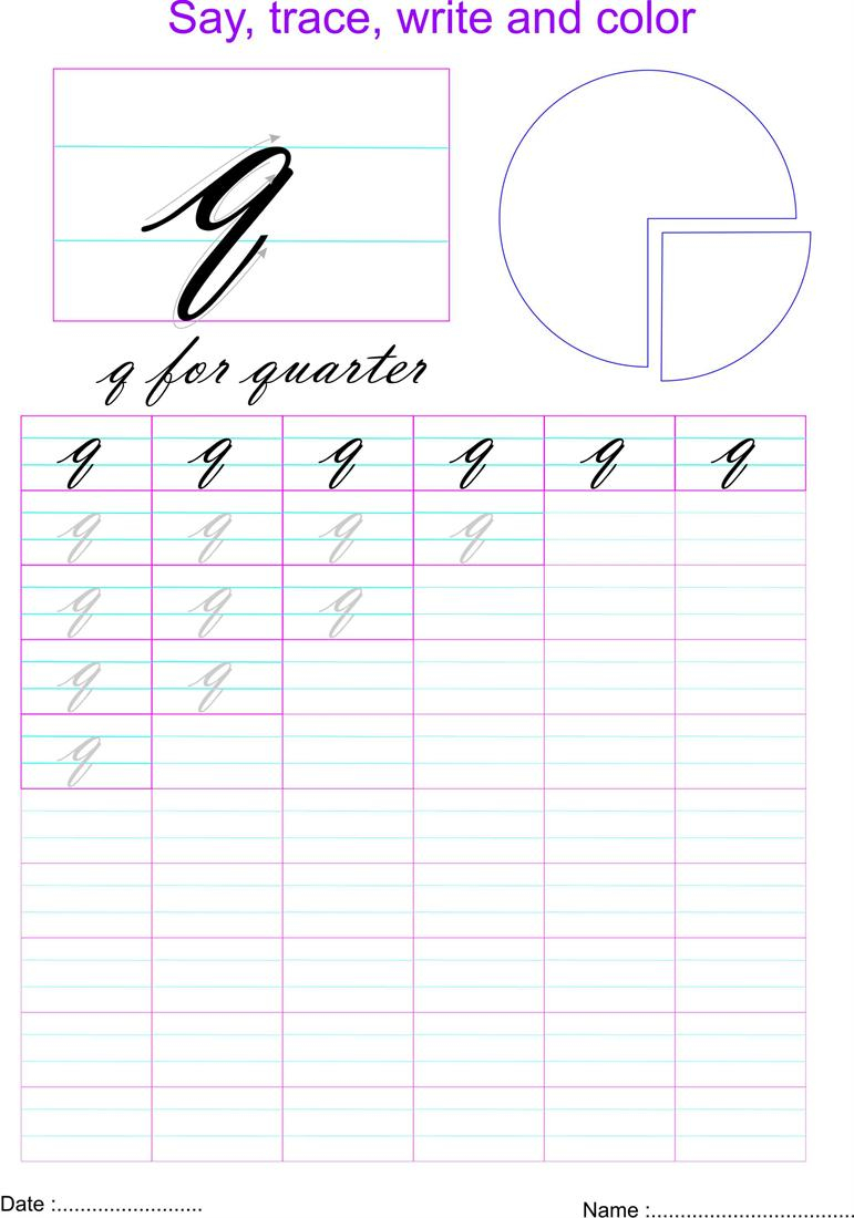 Cursive Small Letter &amp;#039;q&amp;#039; Worksheet