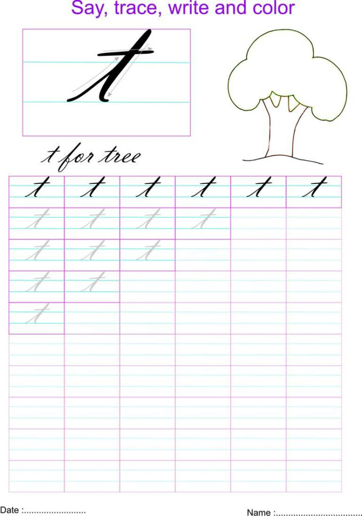 Cursive Small Letter T Worksheet | Letter T Worksheets