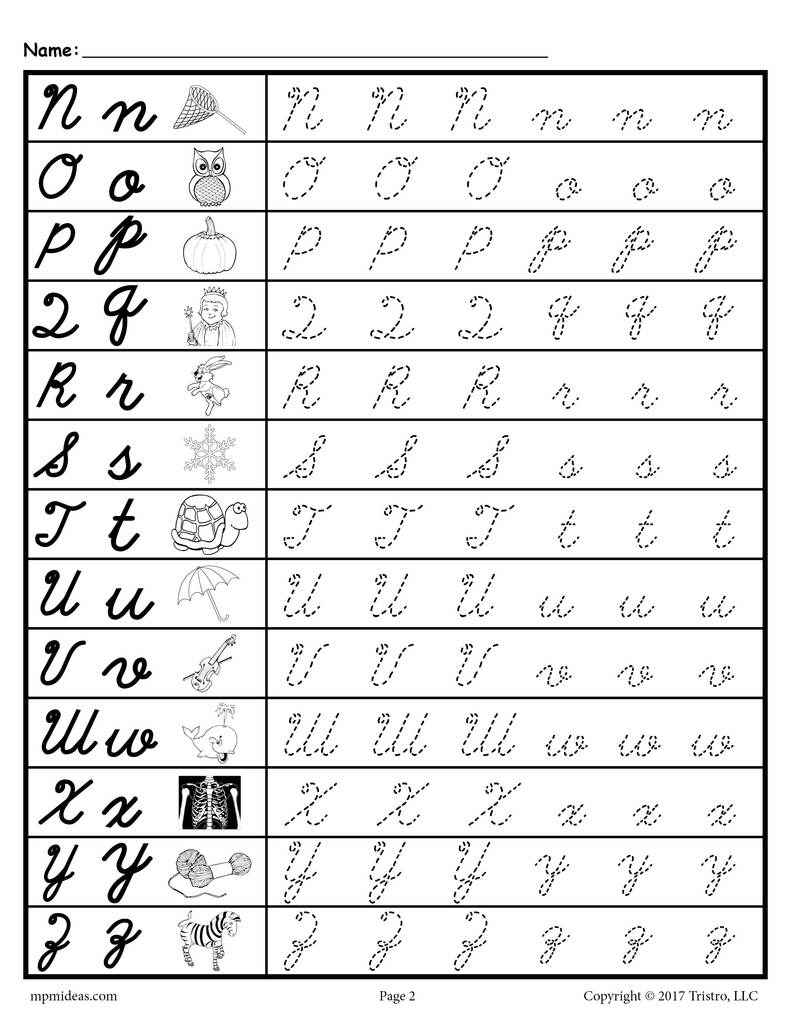 Cursive Uppercase And Lowercase Letter Tracing Worksheets In Alphabet Tracing Lowercase