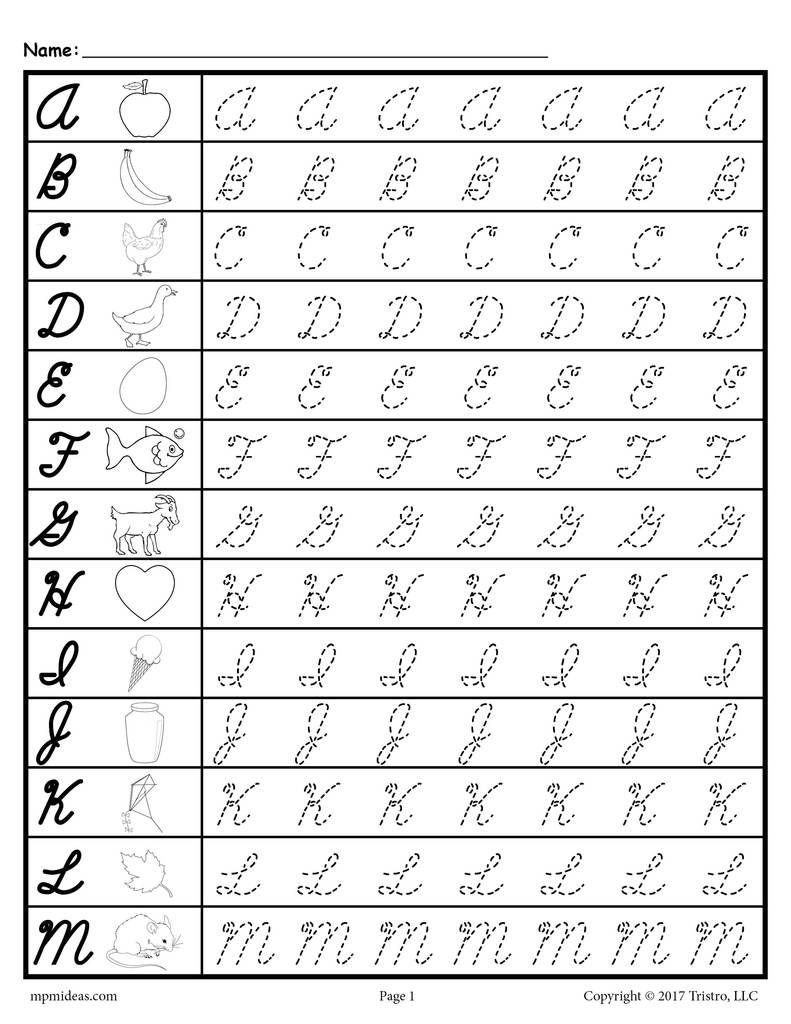 Cursive Uppercase Alphabet Worksheet | AlphabetWorksheetsFree.com