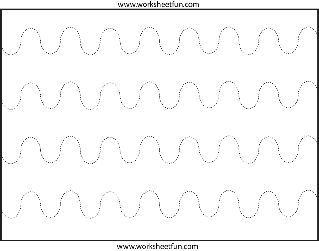 Curved Line Tracing – 4 Worksheets | Line Tracing Worksheets