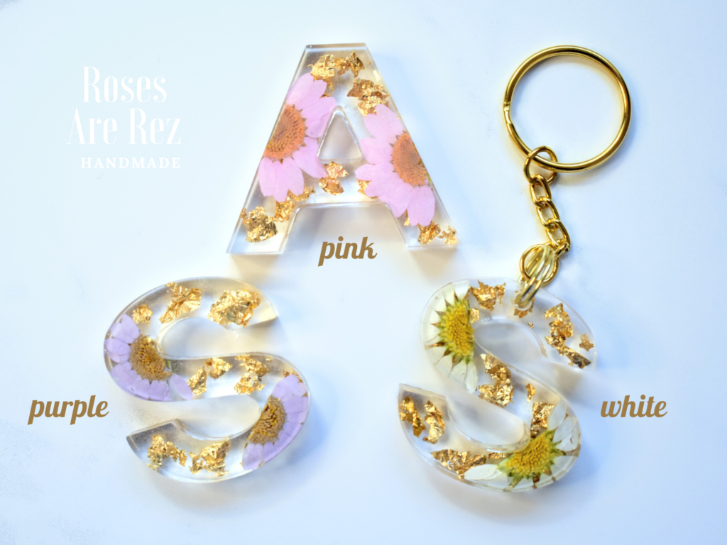 Custom Resin Real Daisy Flower Letter Initial Monogram Custom Resin Real Daisy Flower Letter Initial Monogram