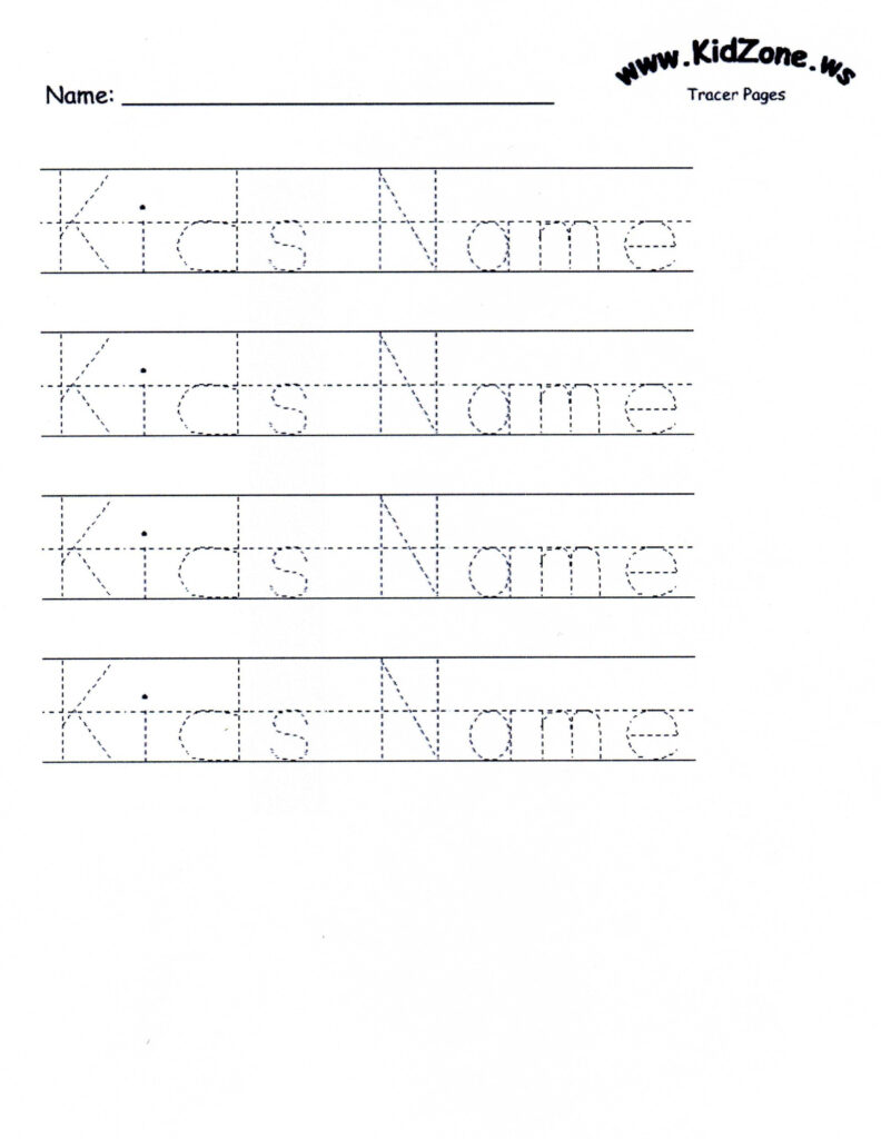 Custom Tracer Pages | Tracing Worksheets Preschool, Name In Name Tracing Worksheet With Blank Lines