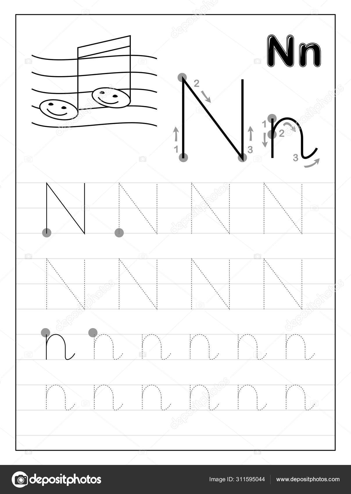 D Nealian Letter N Worksheet | Printable Worksheets And inside Letter N Worksheets Twisty Noodle