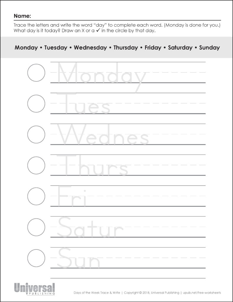 Days & Months | Free Printables   Universal Publishing Blog