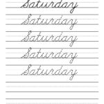 Days Of The Week Cursive Handwriting Worksheets In Name