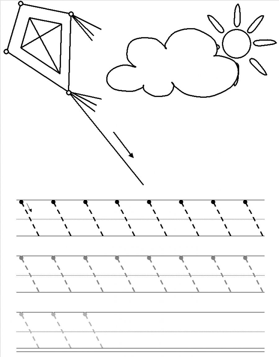 Diagonal Right Lines Tracing Practice | Preschool Worksheets