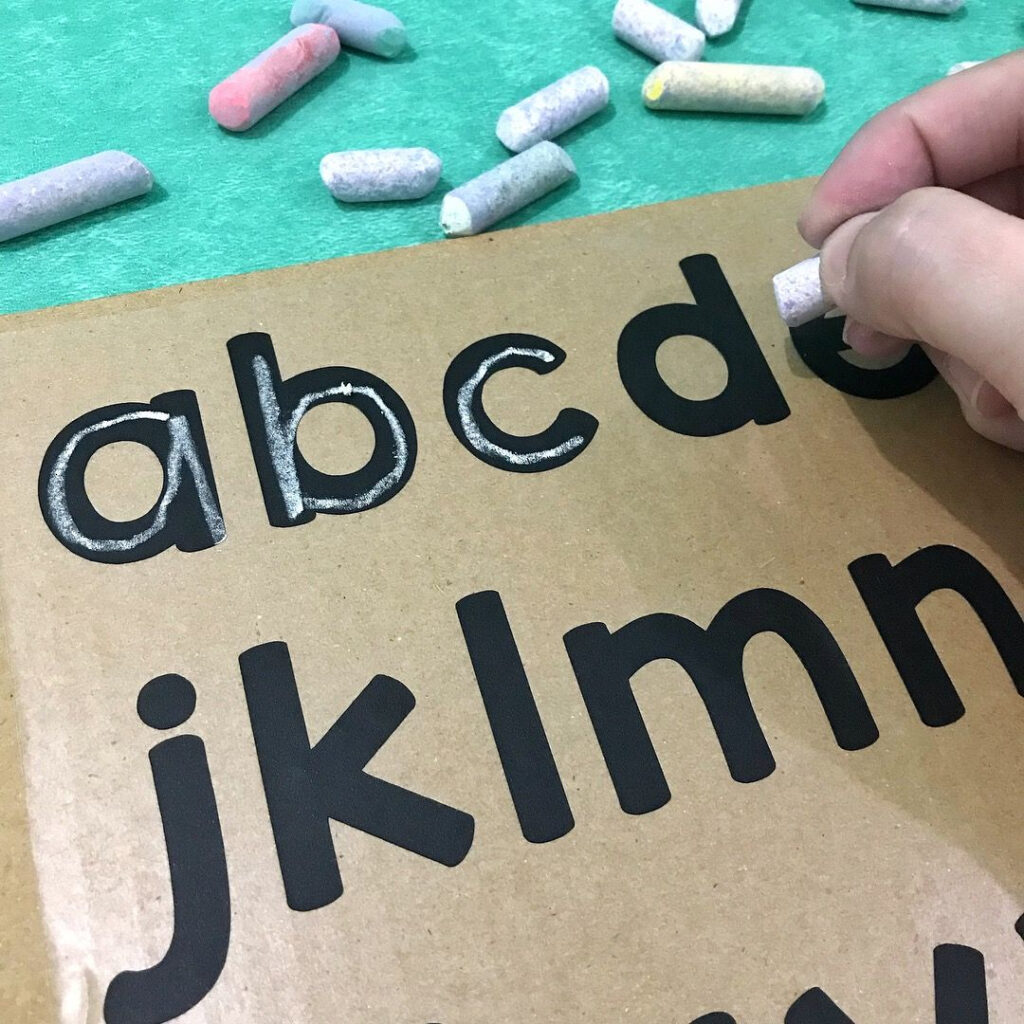 Diy Chalk Tracing Board | Diy Chalk, Alphabet Board For Name Tracing Chalkboard