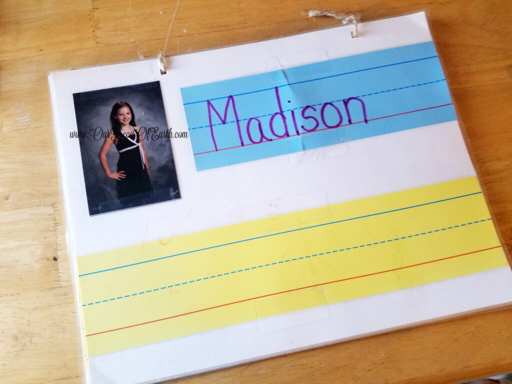 Diy Wipe Clean Writing Practice Book   Our Piece Of Earth With Regard To Tracing Name Madison