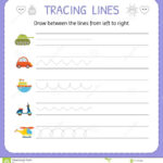 Draw Between The Lines From Left To Right. Preschool