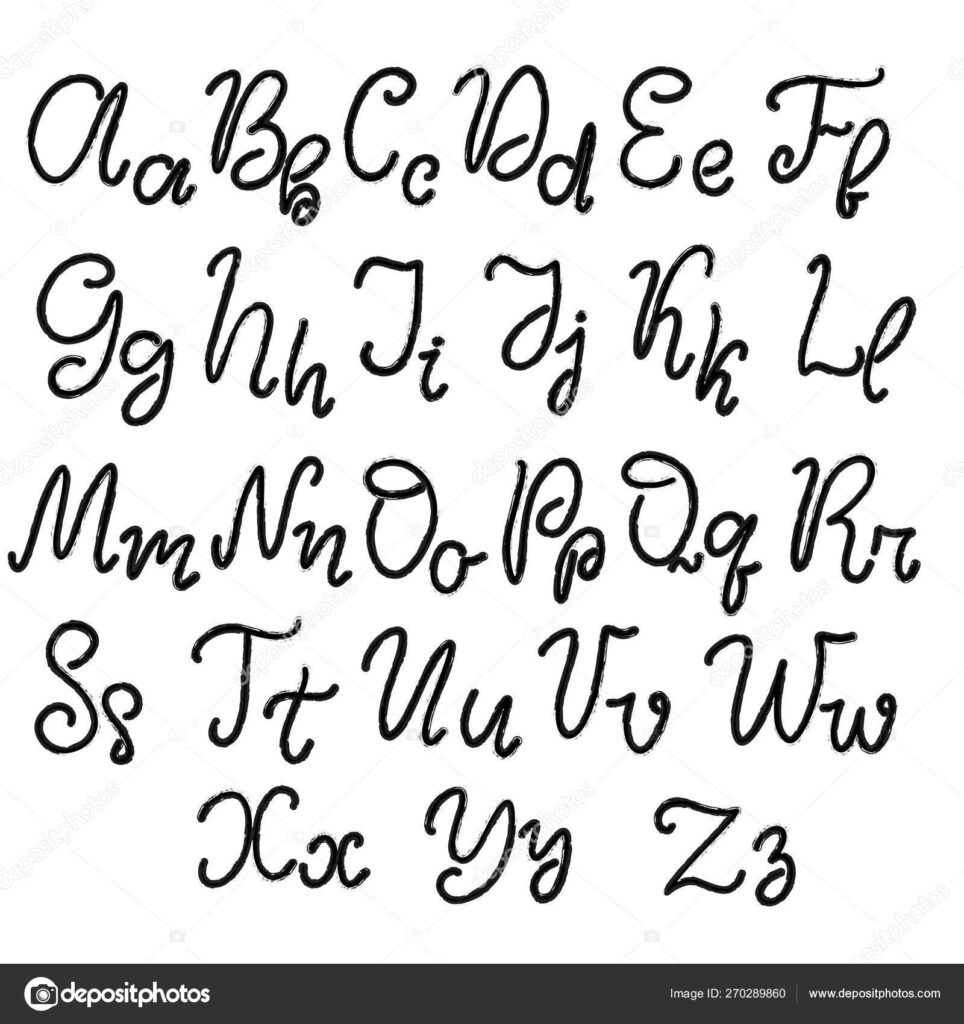 Drawn Lettering Font Alphabet Stock Vector Cursive Writing