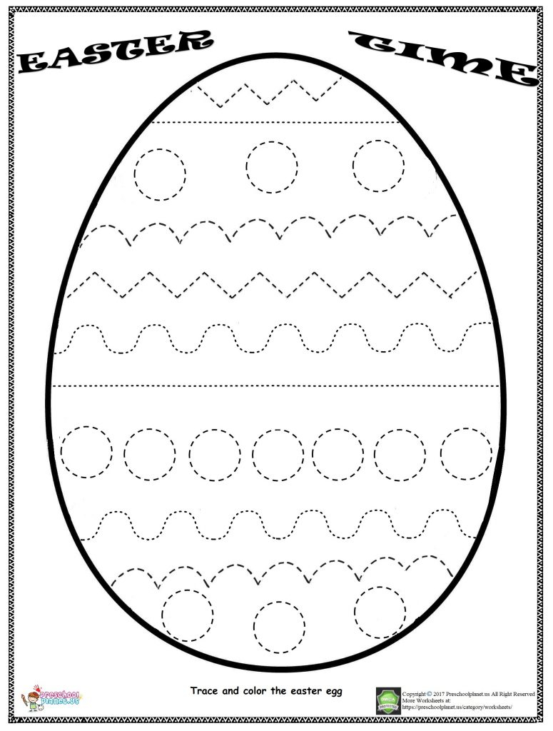 Easter Egg Trace Worksheet – Preschoolplanet