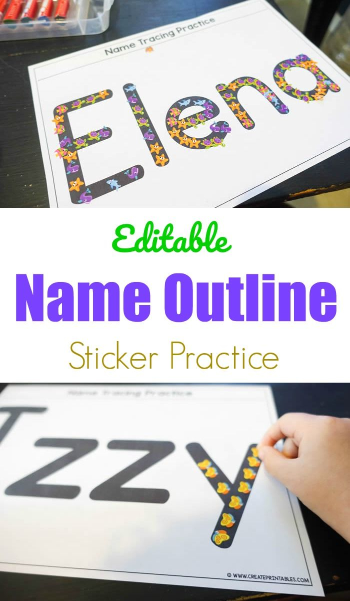 Editable Name Outline Sticker Practice #nametracing #myname throughout Name Tracing Ideas