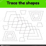 Educational Tracing Worksheet For Kids Kindergarten, Preschool And School  Age. Trace The Geometric Shape. Dashed Lines. Trapezoid. 269491106
