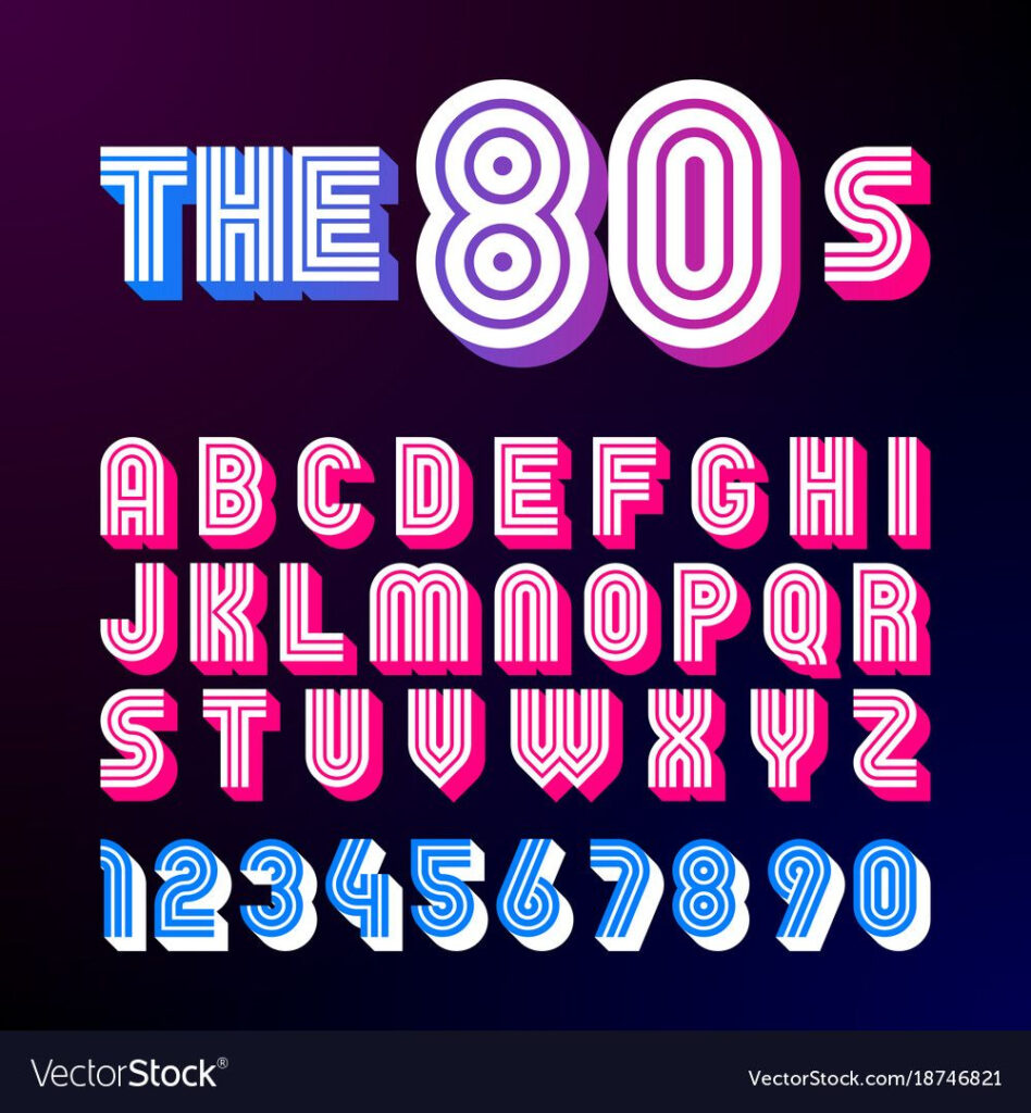 Eighties Style Retro Font 80S Font Design Vector Image On