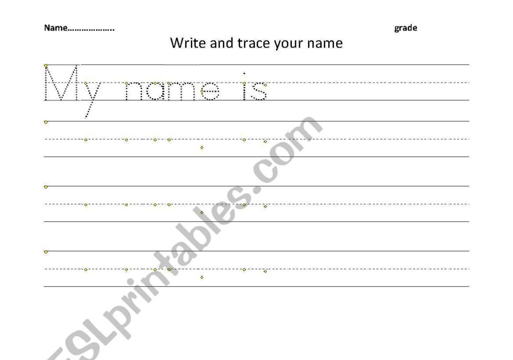 English Worksheets: Trace And Write Your Name