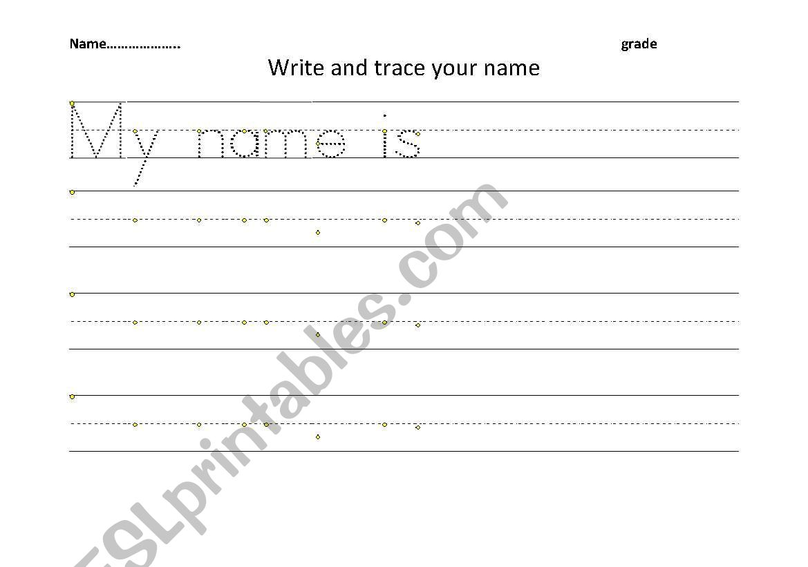 English Worksheets: Trace And Write Your Name