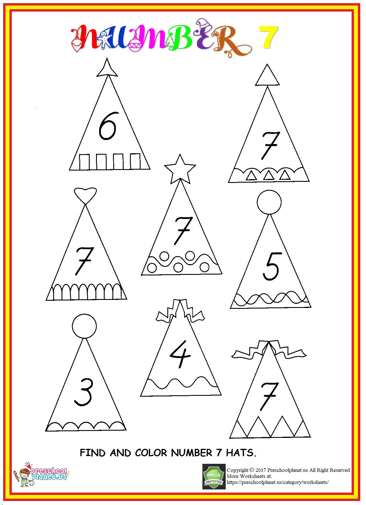 Find Number 7 Worksheet | Worksheets For Kids, Preschool inside Letter 7 Worksheets