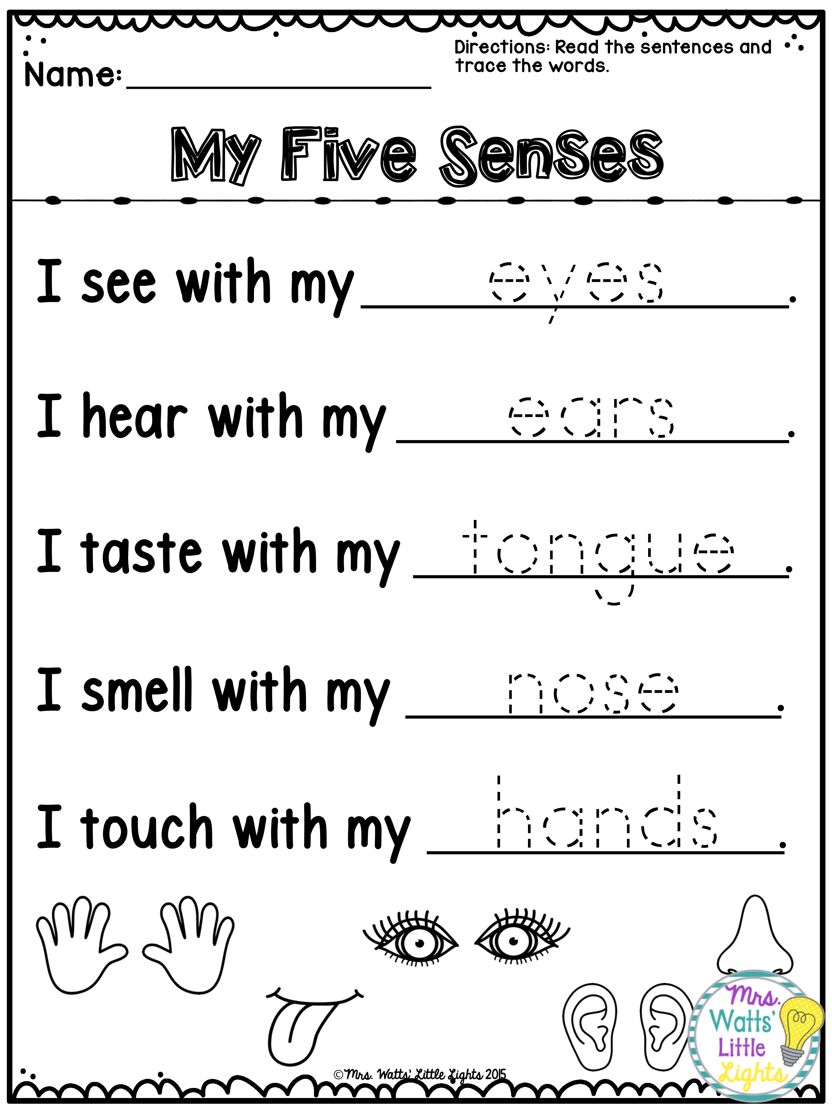 Five Senses Activities … | Senses Preschool, English throughout Tracing Name James
