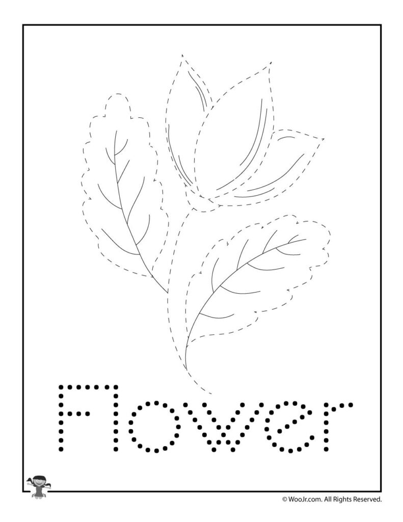 Flower Tracing Worksheet For Kids | Woo! Jr. Kids Activities