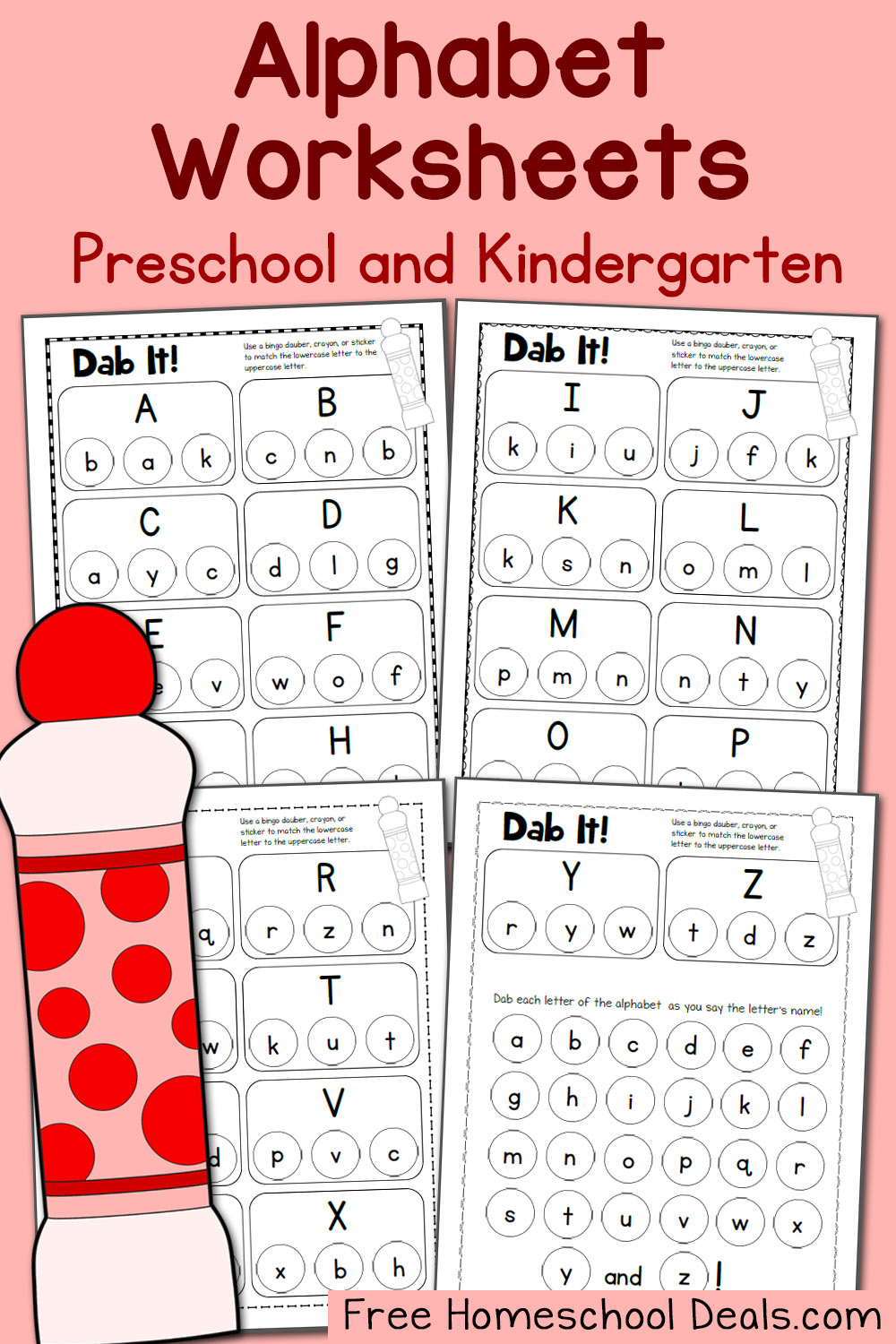 Free Alphabet Dot Pages Pack (Instant Download!) pertaining to Alphabet Dab Worksheets