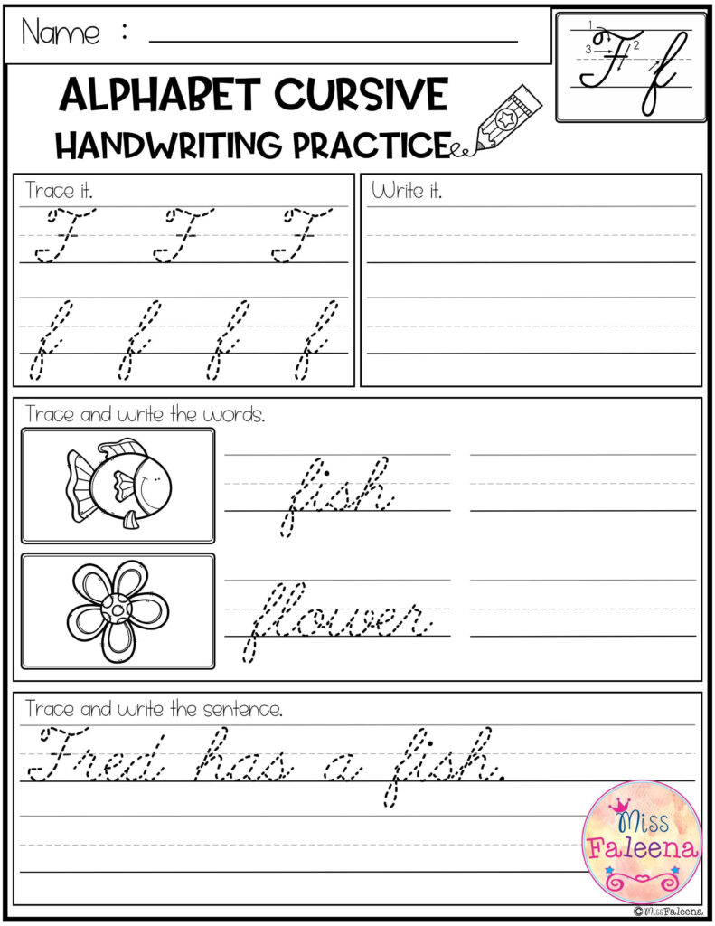Free Alphabet Letters Cursive Handwriting Practice