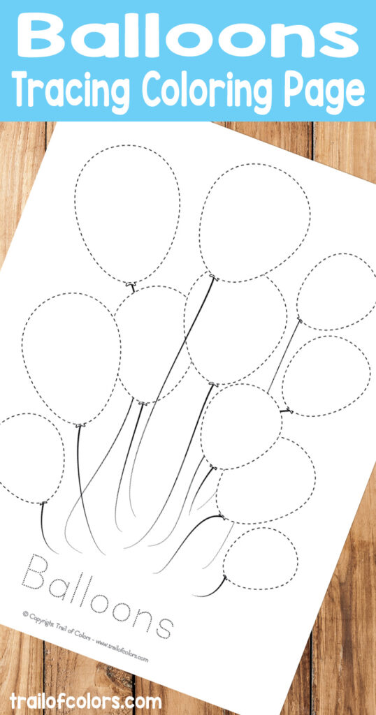 Free Balloons Tracing Coloring Page   Trail Of Colors