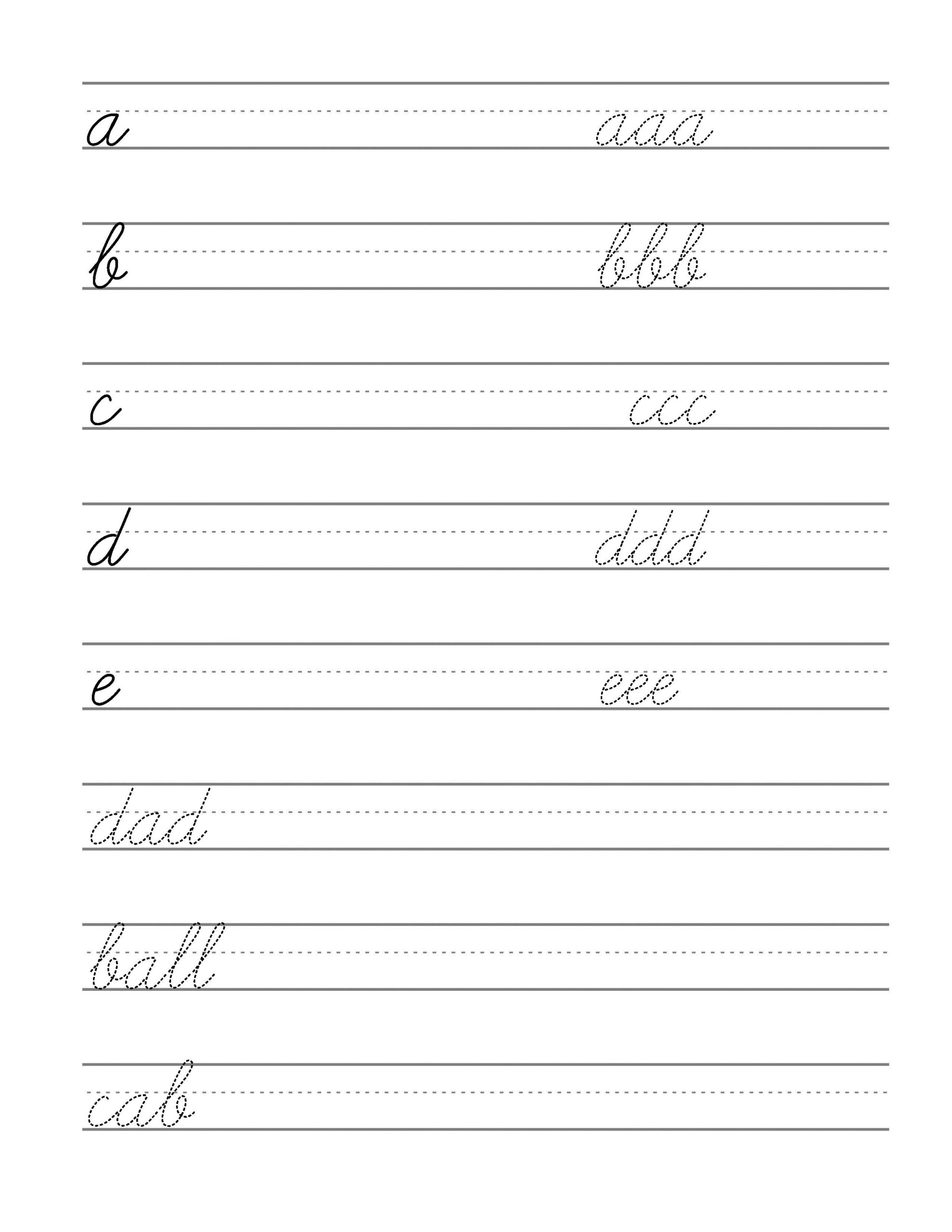 Cursive Alphabet Dotted Lines | AlphabetWorksheetsFree.com