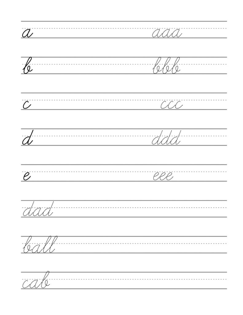 Free Beginning Cursive   Writing Template Part 1 | Cursive