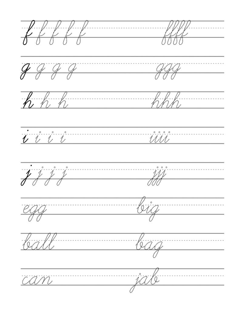 Free Beginning Cursive   Writing Template Part 2 | Cursive