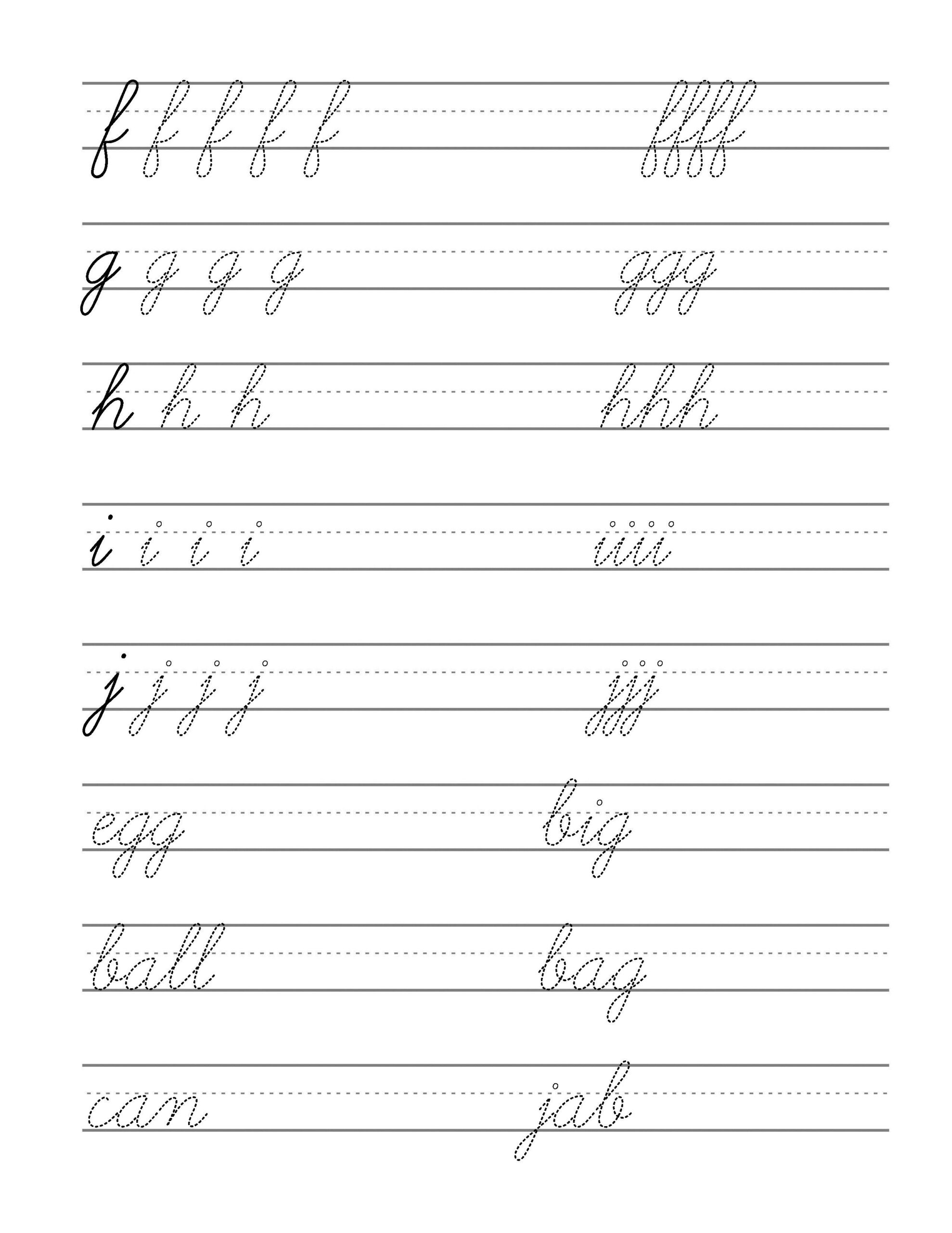 Free Beginning Cursive - Writing Template Part 2 | Cursive