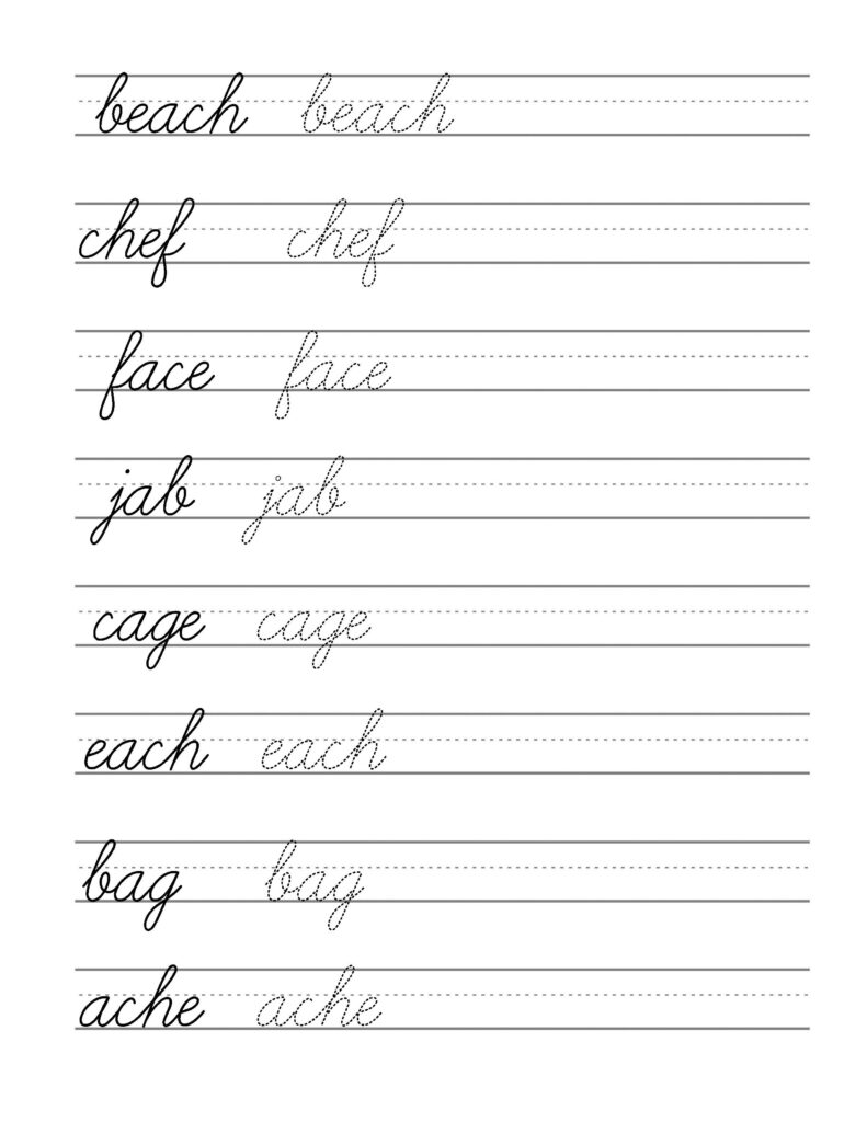 Free Beginning Cursive   Writing Template Part 3