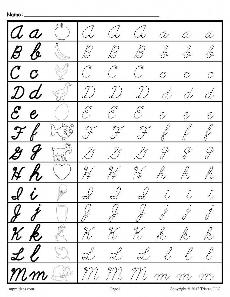 Free Cursive Uppercase And Lowercase Letter Tracing inside Alphabet Worksheets For 7 Year Olds