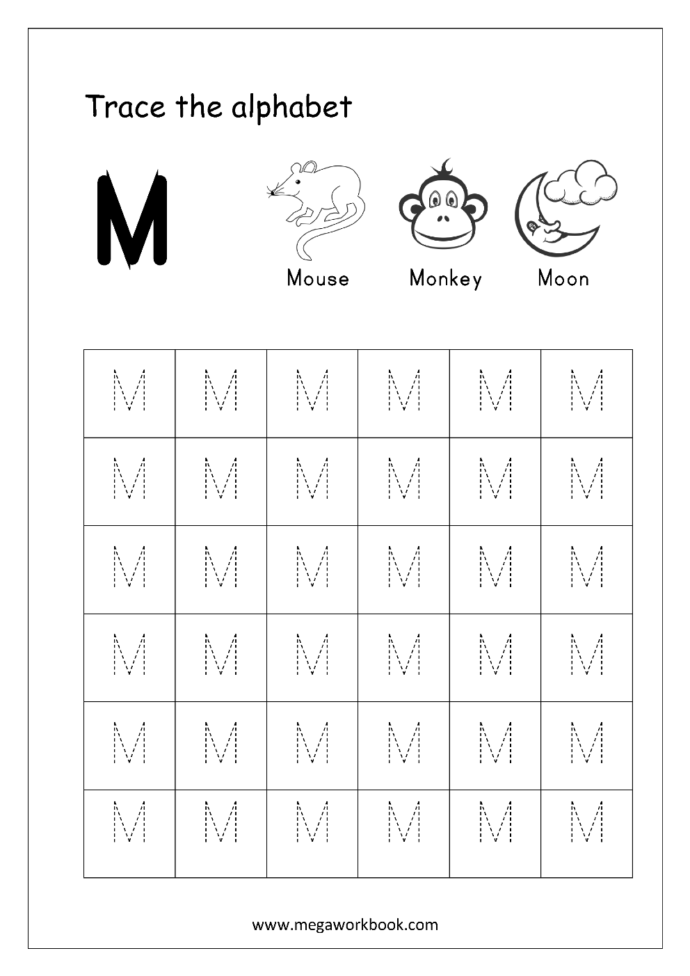 Free English Worksheets - Alphabet Tracing (Capital Letters