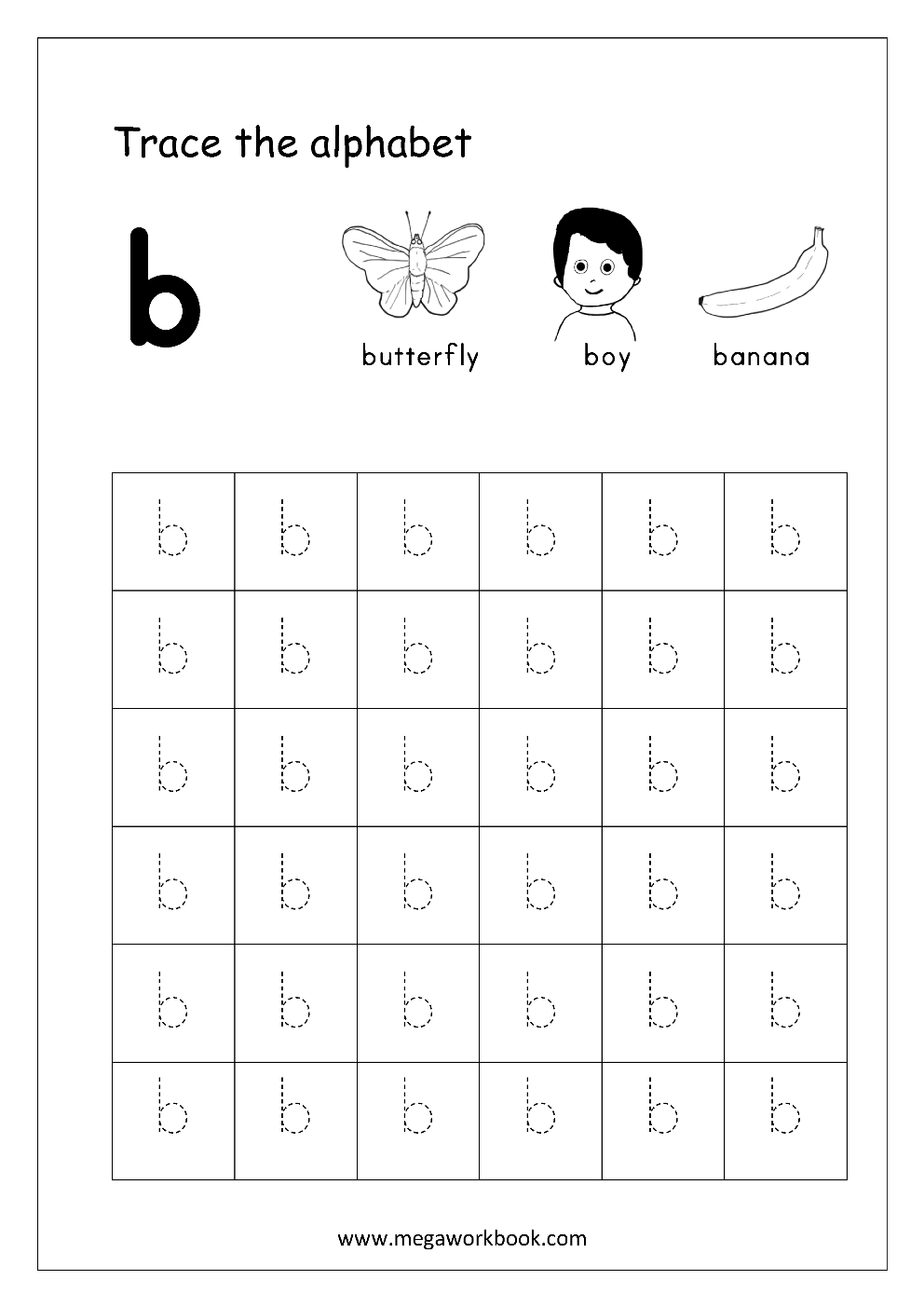 Free English Worksheets - Alphabet Tracing (Small Letters