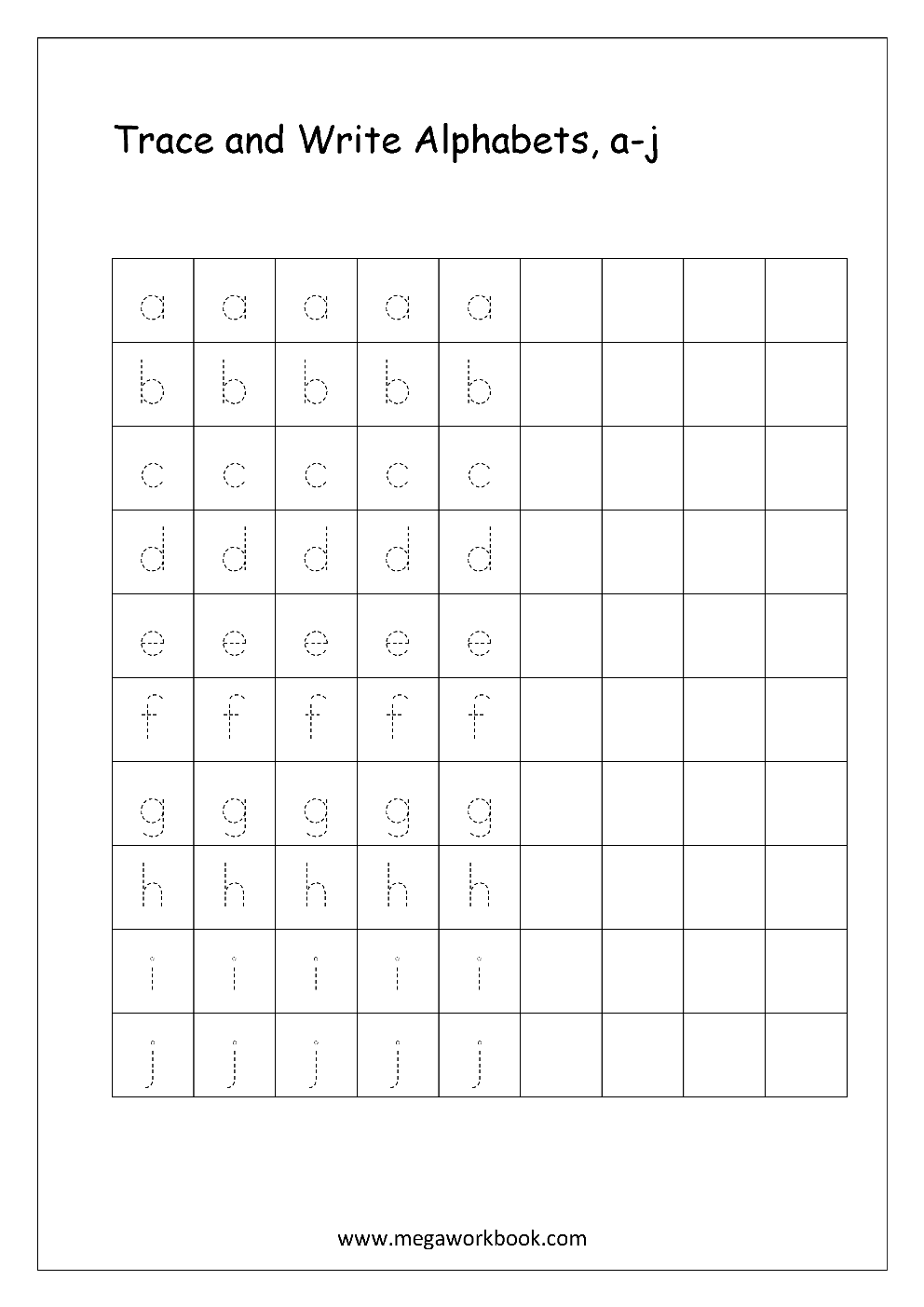 Free English Worksheets - Alphabet Writing (Small Letters