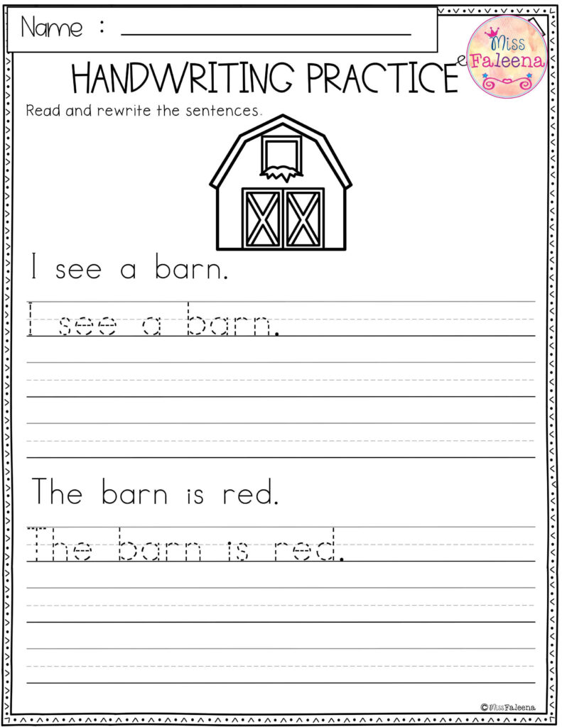 Free Sentence Handwriting Worksheets