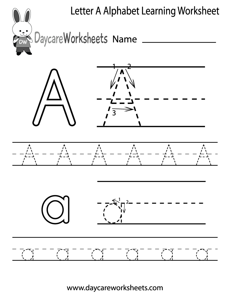 Free Letter A Alphabet Learning Worksheet For Preschool intended for Alphabet Worksheets Letter A