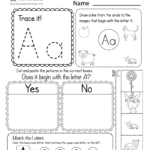 Free Letter A Phonics Worksheet For Preschool   Beginning Sounds For Letter L Worksheets Cut And Paste