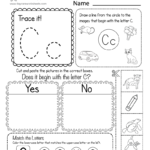 Free Letter C Phonics Worksheet For Preschool   Beginning Sounds Throughout Letter C Worksheets For Kindergarten