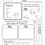 Free Letter E Phonics Worksheet For Preschool   Beginning Sounds Pertaining To Letter Worksheets E