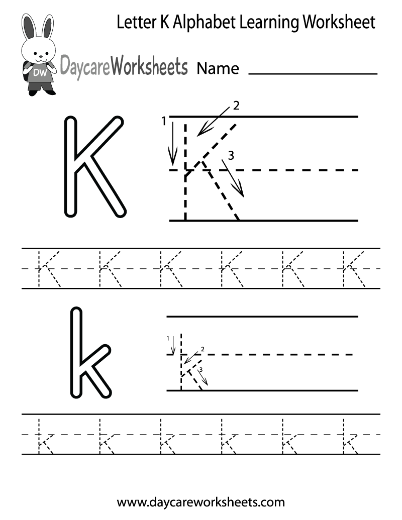 Free Letter K Alphabet Learning Worksheet For Preschool within Letter K Alphabet Worksheets