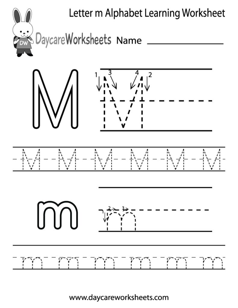 Free Letter M Alphabet Learning Worksheet For Preschool Throughout Letter M Worksheets Pdf