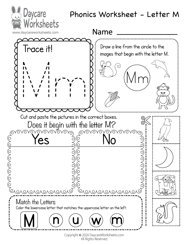 Free Letter M Phonics Worksheet For Preschool - Beginning Sounds inside Letter M Worksheets Pdf